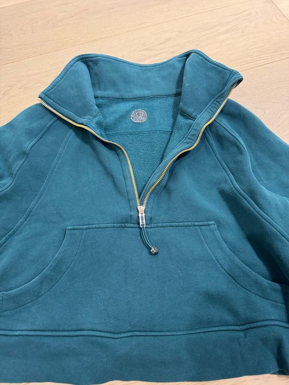 Lululemon Scuba Oversized Funnel Neck Half Zip Pullover Storm Teal M/L - Picture 9 of 12